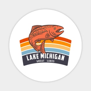 Lake Michigan Great Lakes Salmon Fishing Graphic Magnet